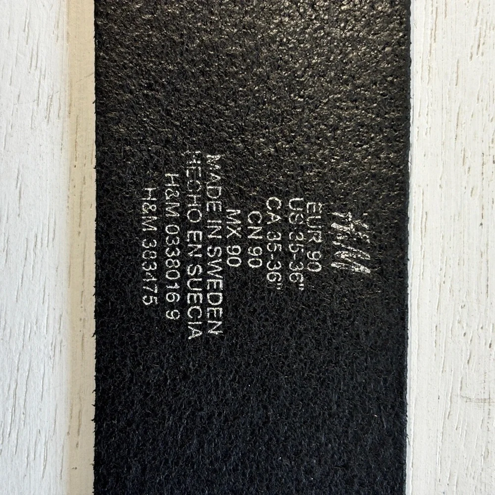 H&M‎ Black Leather Belt Men's 35